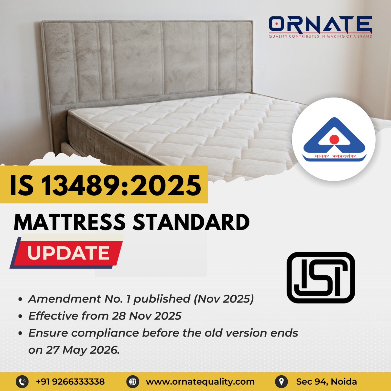 IS 13489:2025 – New Amendment for Bed Mattress Standards: Everything Manufacturers Must Know